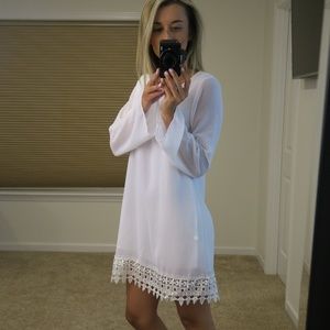 Sheer White Dress with Lace Detail